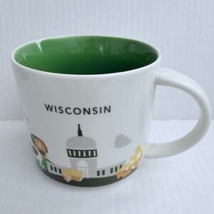 Starbucks You Are Here Collection Wisconsin Green Interior Ceramic Mug